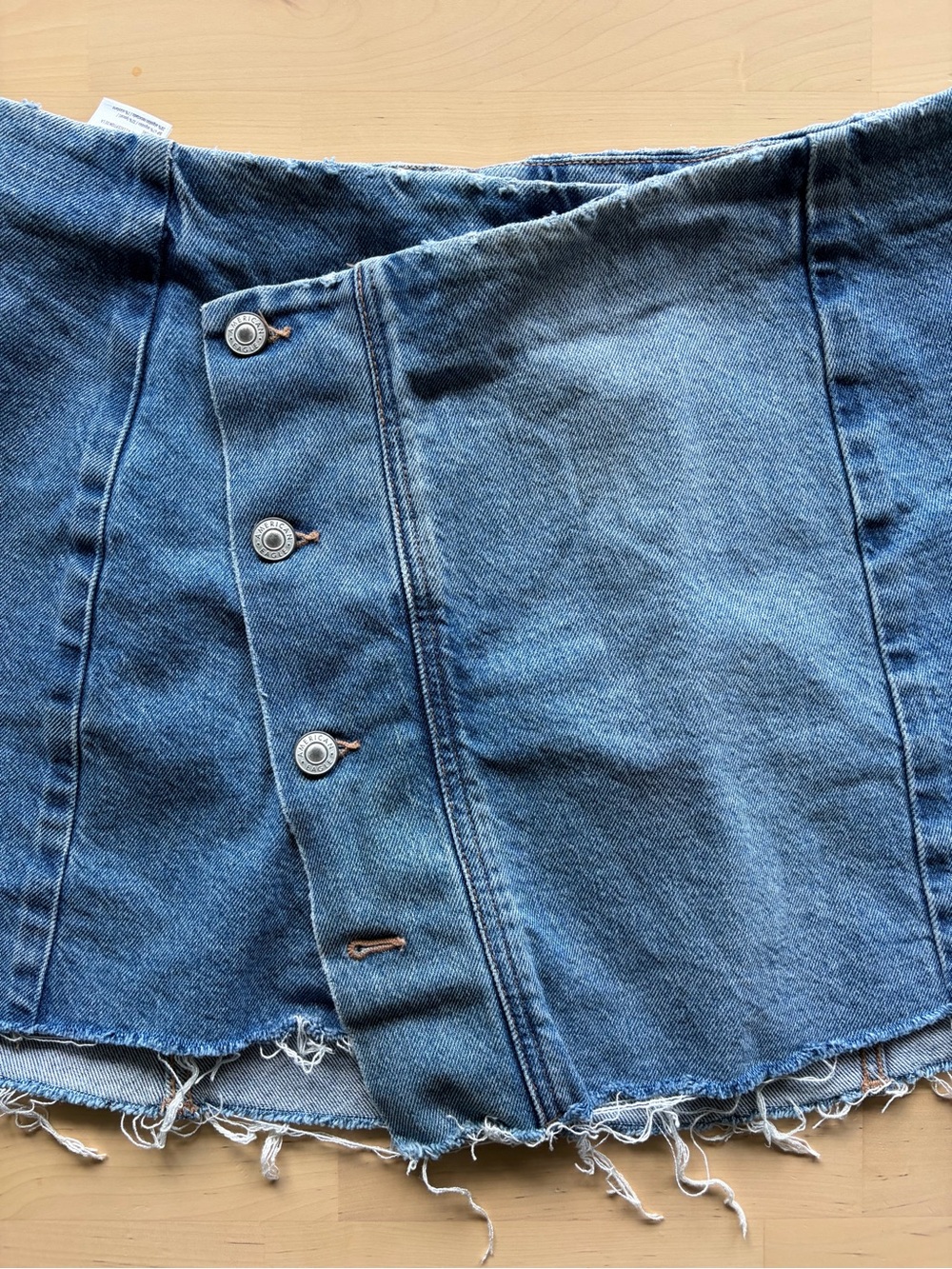 American Eagle High-Waist Frayed Hem Blue Denim Jeans Skirt